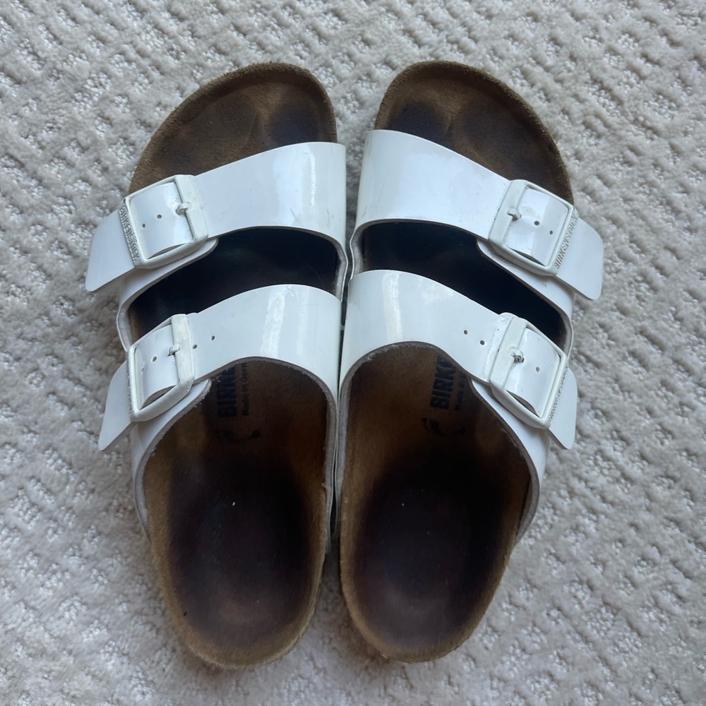 White Leather Arizona Birkenstocks
